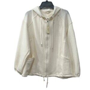 Max Studio Ivory Zip-Up Hoodie